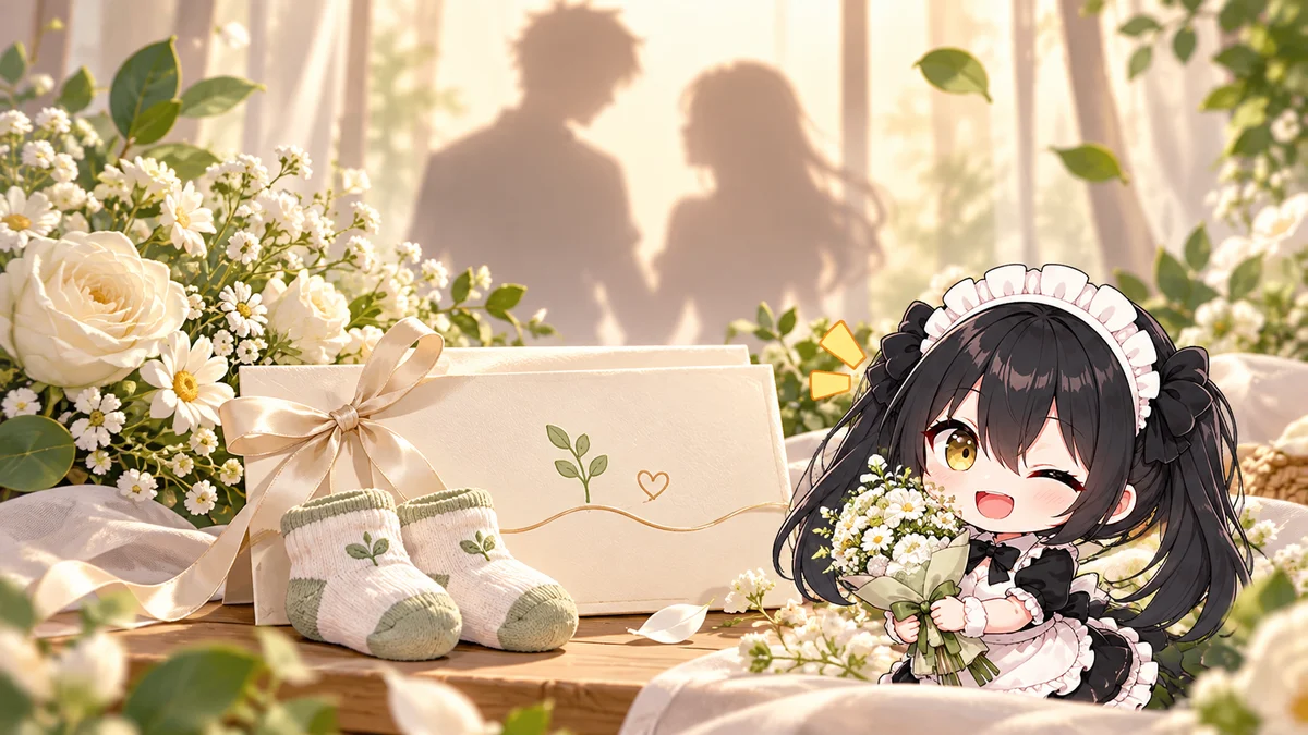 星野源さんと新垣結衣さん、第1子の誕生を報告を題材に、記事に関係する場面や物とミオを描いた専用イメージイラスト