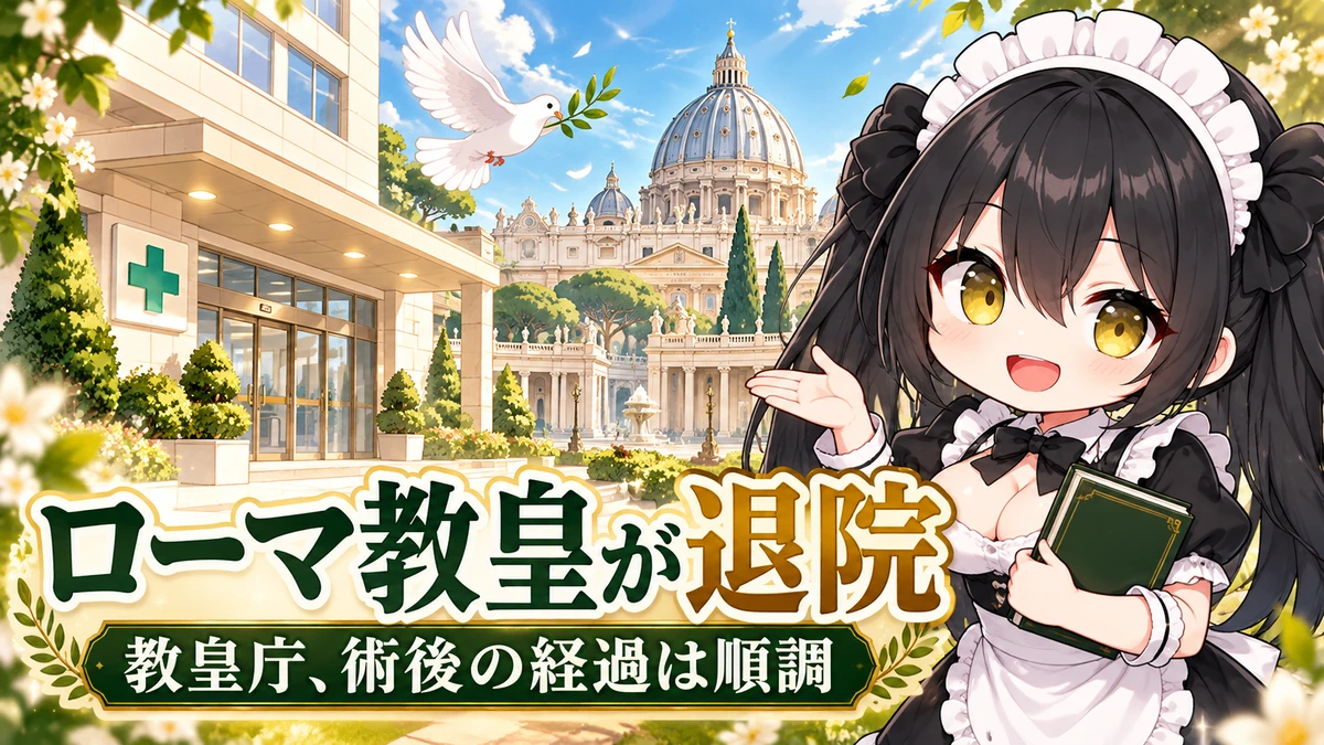 ローマ教皇レオ14世が退院　教皇庁は術後の経過良好と説明を題材にしたミオのイメージイラスト